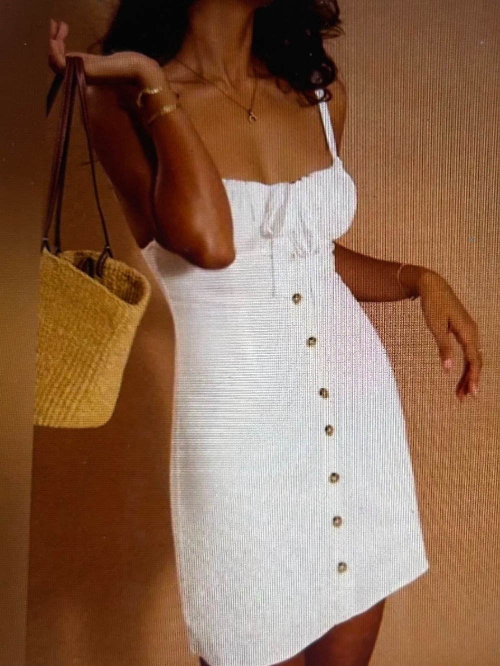 D#98 Commense Linen Button Up Dress Spaghetti Straps Small